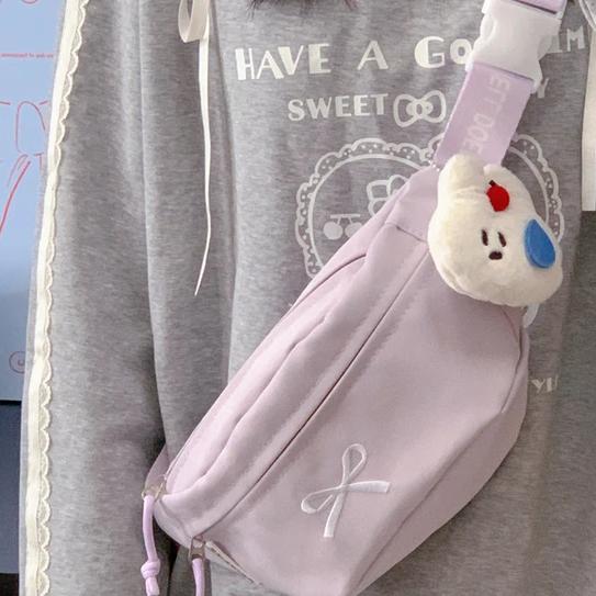 可爱小清新蝴蝶结胸包韩系轻便学生腰包森系小众手机斜挎小包包女