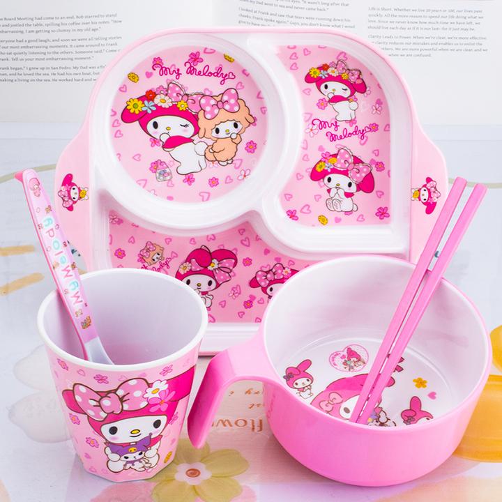 儿童餐具美乐蒂女孩家用分格餐盘耐摔吃饭碗宝宝辅食碗筷子勺