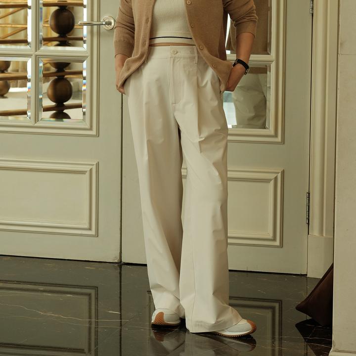一支探戈丨小个子极简 不易皱速干叠褶阔腿直筒裤B版本2520501