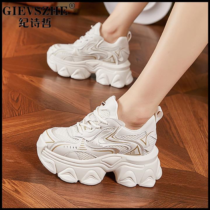 纪诗哲内增高老爹鞋女款2025冬季新款透气网面休闲运动鞋轻奢鞋子