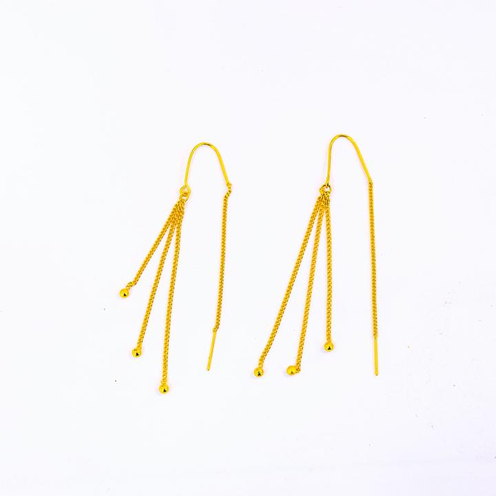 铜合金耳饰 铜合金耳环女款气质百搭长款光珠精美耳勾金色时尚