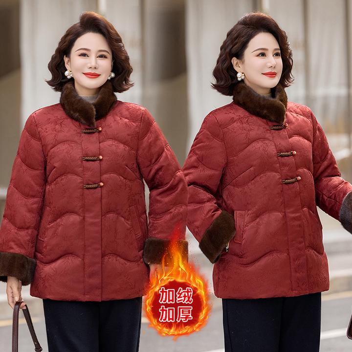 妈妈冬装棉服2025新款新中式国风老年人棉袄中老年女加厚棉衣外套