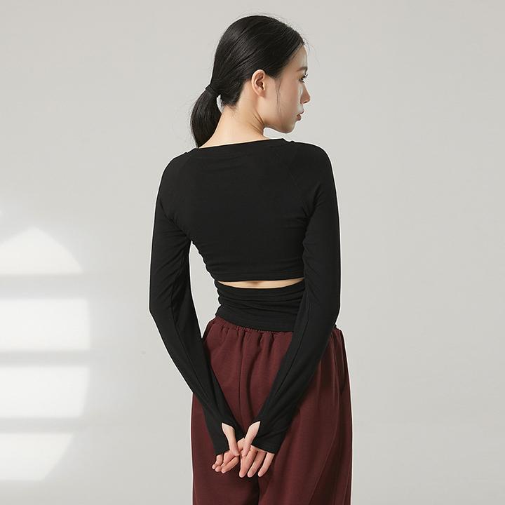 长袖露背上衣练功形体服秋冬现代舞女古典舞中国舞舞蹈服民舞裤