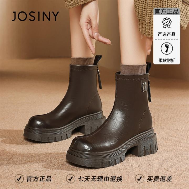 卓诗尼高跟短靴女2025新款秋冬美拉德小个子增高马丁靴配裙子单靴