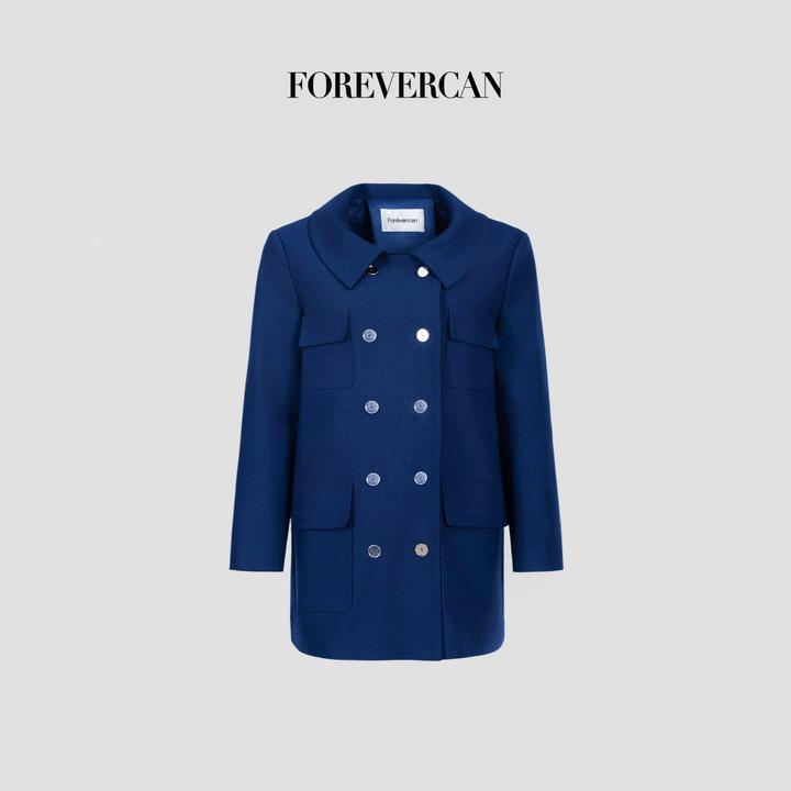 FOREVERCAN“渥太华”经典双排扣中长款大衣风衣外套SC22815
