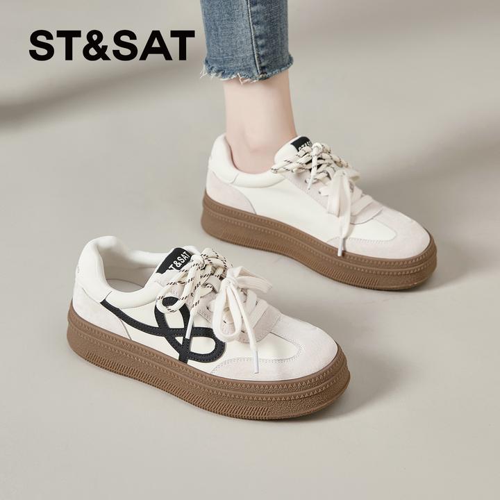 星期六厚底德训鞋女鞋2025新款秋冬复古百搭轻便休闲板鞋小白鞋女