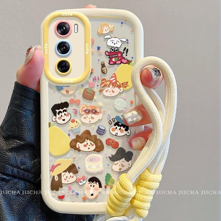 卡通蜡笔小新适用opporeno12pro手机壳带挂绳硅胶OPPOreno11外壳