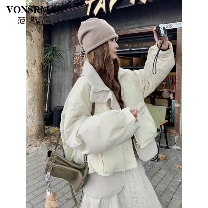 拼接短款羽绒服女款冬2025新款设计感超好看小个子白鸭绒外套宽松