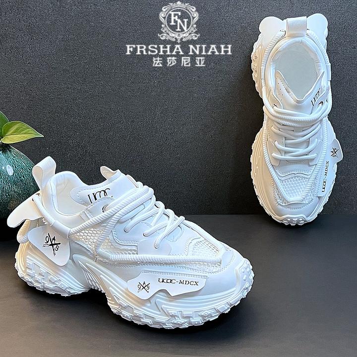 法莎尼亚透气网面休闲鞋男新款轻奢时尚老爹鞋韩版潮流增高小白鞋