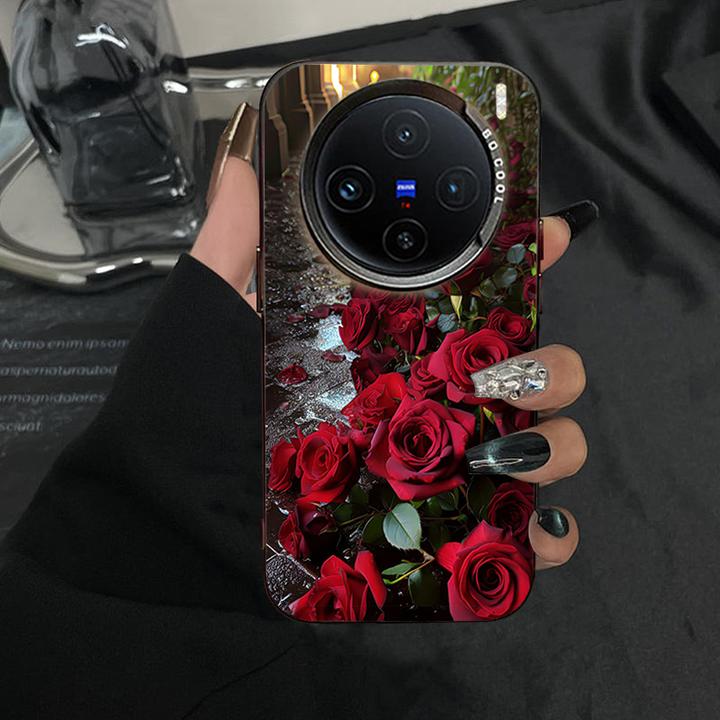 油画玫瑰小路适用vivox200Ultra手机壳X200pro小众新款防摔x100女