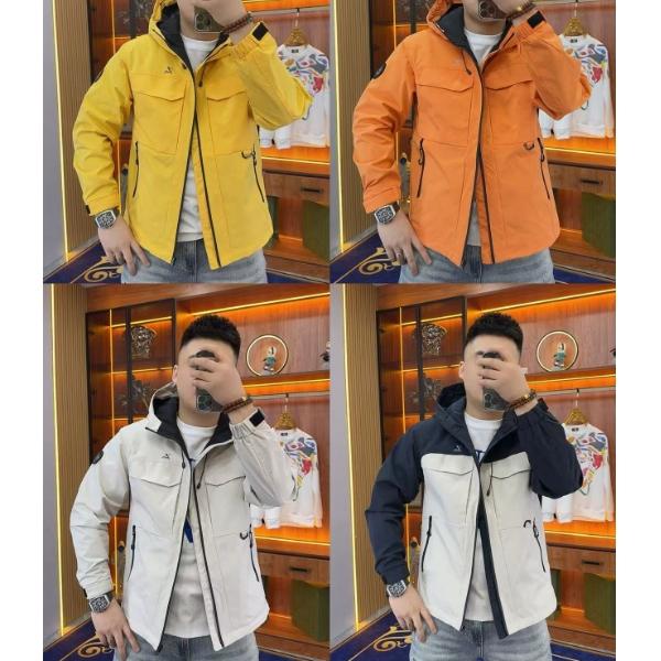 0908 黑拉链连帽外套 冲锋衣冬季户外欧品高品质拼色潮款