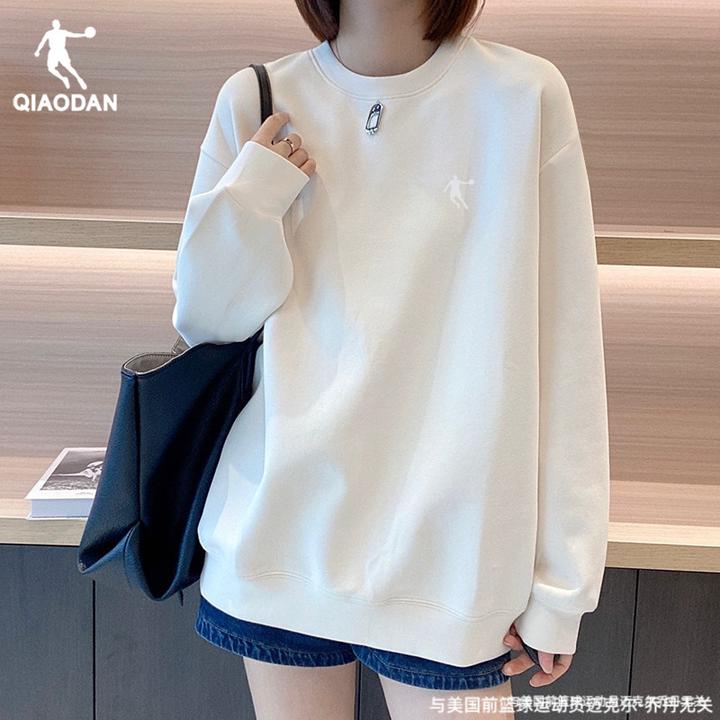 乔丹卫衣女宽松经典秋季圆领套头衫百搭2025外套长袖休闲上衣