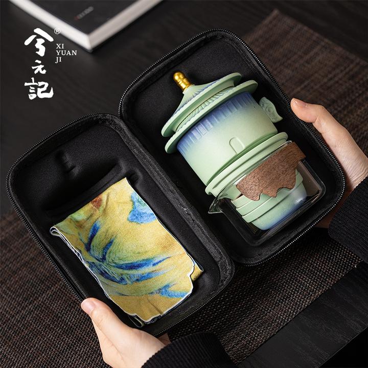 故宫文创旅行茶具套装便携式一壶三杯户外一人饮快客杯中秋节礼物