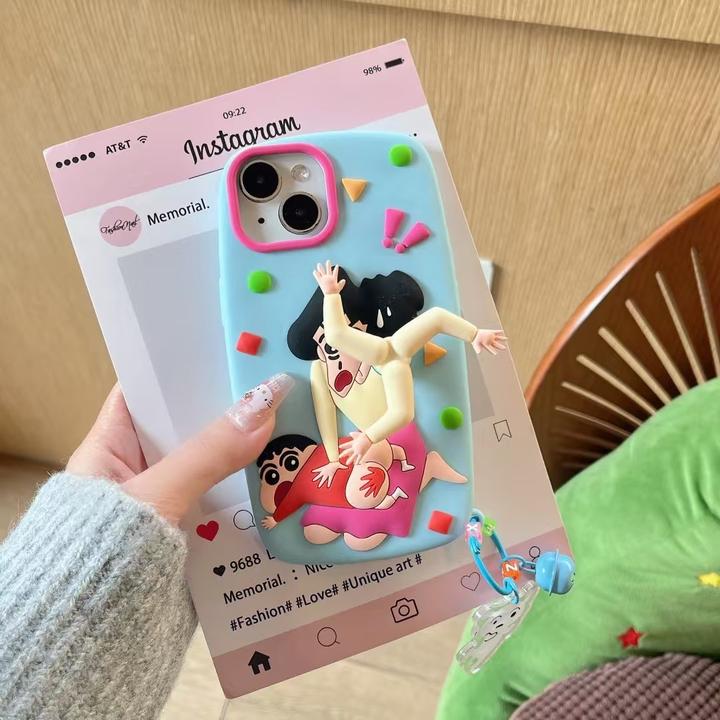 旋转美伢打小新屁屁iPhone16苹果15适用13/14pro max手机壳防摔套