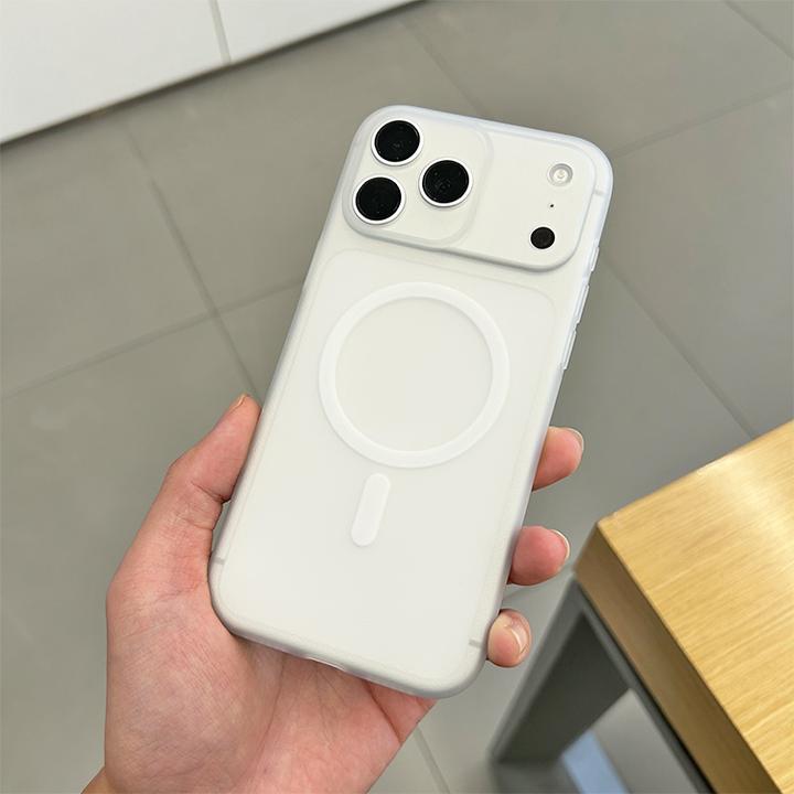 封闭拍照键适用苹果17手机壳浅色系磁吸纹理软壳保护套17romax