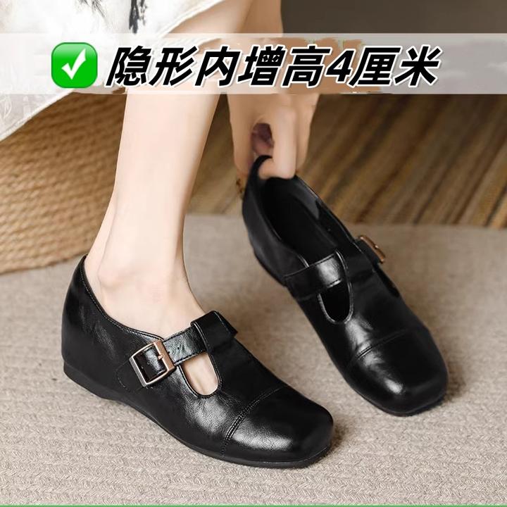内增高勃肯小皮鞋女春秋款玛丽珍复古单鞋软底舒适坡跟平底豆豆鞋