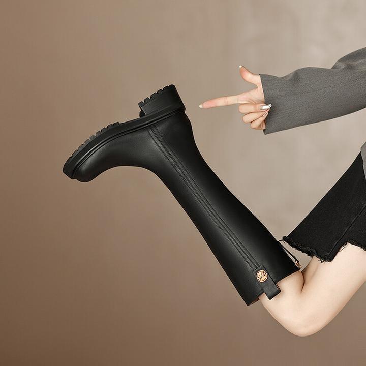 【成都●手工定制】W牛皮骑士靴长筒粗跟加绒长靴厚底冬季百搭8298