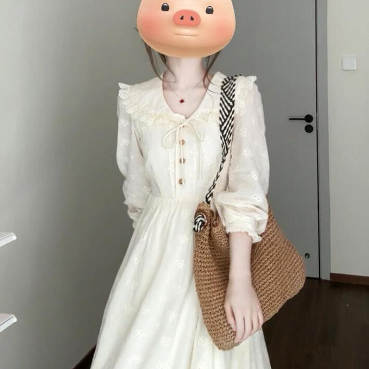早秋法式气质白色连衣裙子女2025新款高级感收腰显瘦绝美长裙