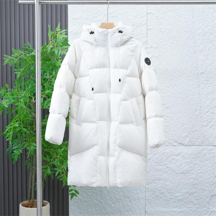 冬季情侣款防风加厚保暖连帽简约时尚锁温中长款羽绒服Z2004-812