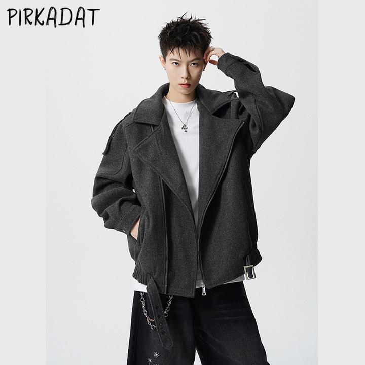 Pirkadat秋季新款小众解构高级感男美式复古翻领工装夹克开衫上衣