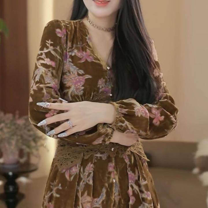 【言琰】金枝玉叶 冬季新品显瘦高级感气质修身连衣裙-YL20044