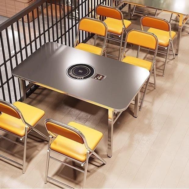 不锈钢家用折叠圆桌商用地摊烤肉桌方桌煎肉烧烤火锅排挡夜市桌子