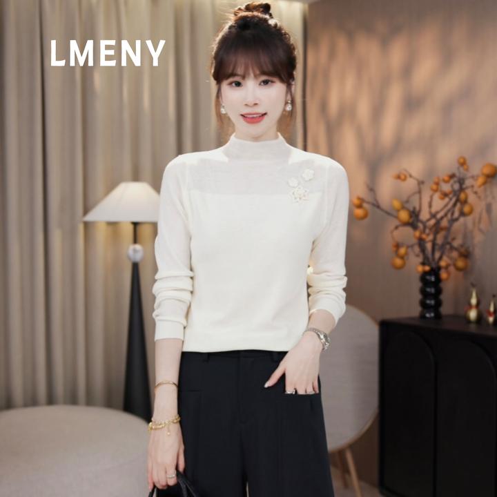 LMENY“一路繁花”温柔重工～羊毛桑蚕丝手工钩花亮钻针织衫25CM024