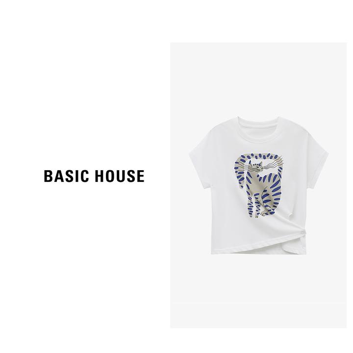 Basic House/百家好夏季爆款纯欲慵懒风女装洋气T恤-B0625B5ADW2