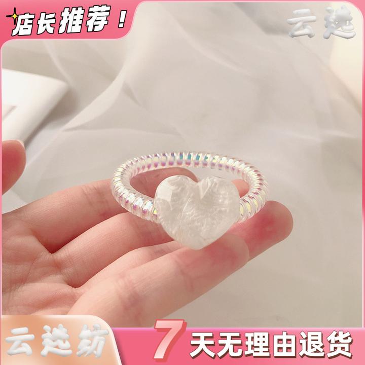 水波纹爱心电话线发圈可爱桃心电话圈发绳少女高弹力橡皮筋发饰
