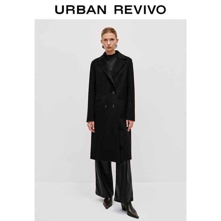 UR2025冬季新款女装高智感气质双排扣大衣外套UWG150138