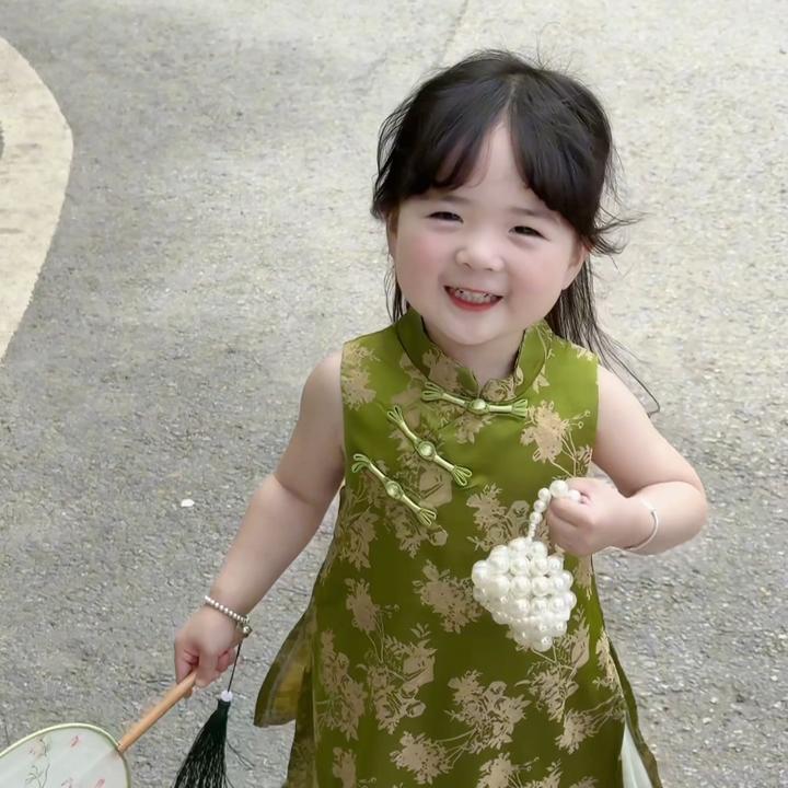 2025新款洋气薄款女童小女孩改良旗袍夏季新中式汉服中国风连衣裙