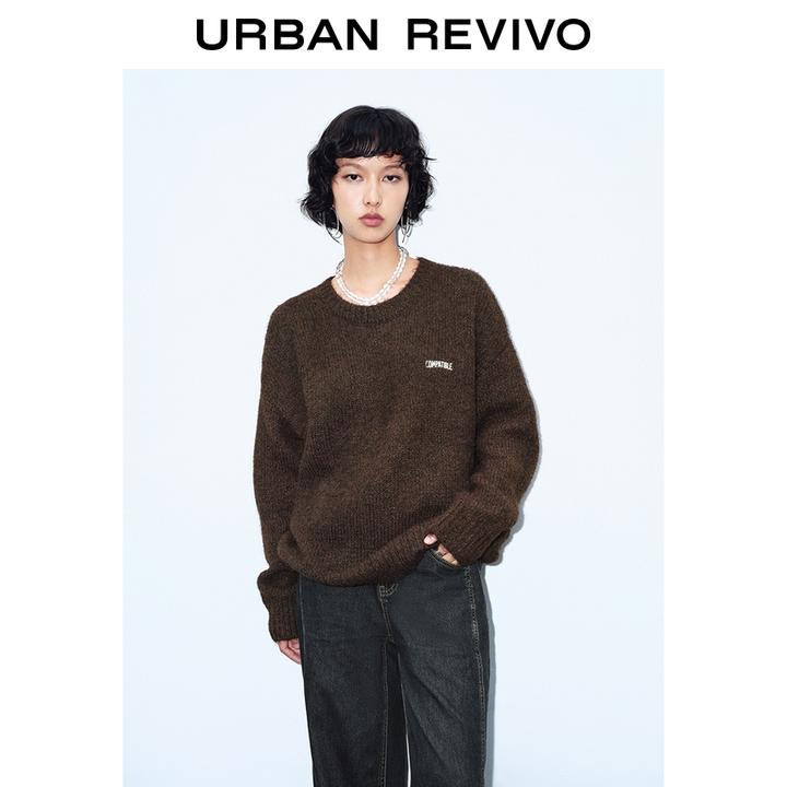 UR2025冬季新款女装琥珀流光风潮流字母提花针织衫UYV950083