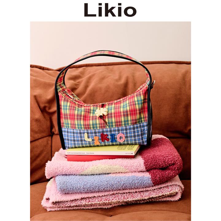 Likio 原创设计 灵感星星 多彩格纹拼接手提包斜挎包 斜挎单肩