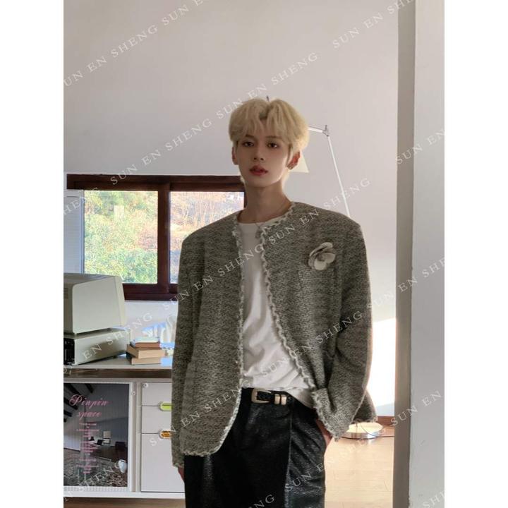 孙恩盛 【高级小香】新款原创设计山茶花重工小香风外套男女同款