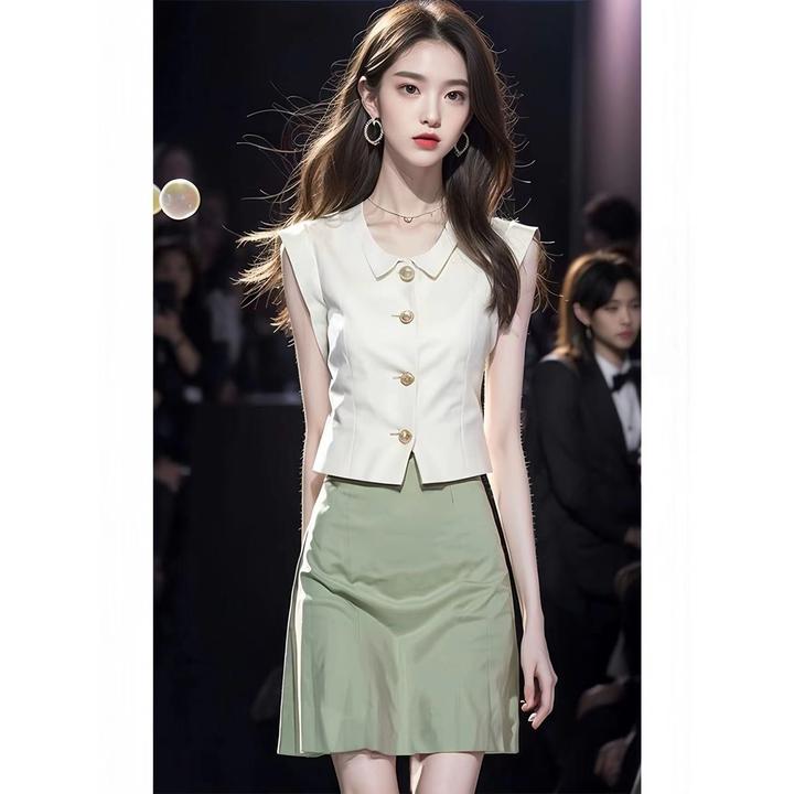 今年流行漂亮清冷感气质高级感小洋装纯色上衣半身裙女夏
