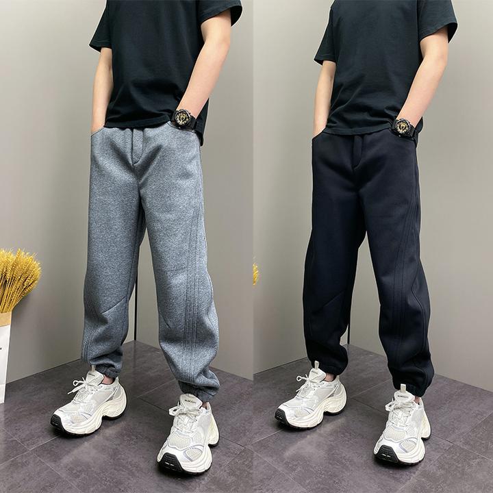 原创秋冬季新款潮流韩版加绒加厚束脚青年男士百搭休闲运动卫裤子