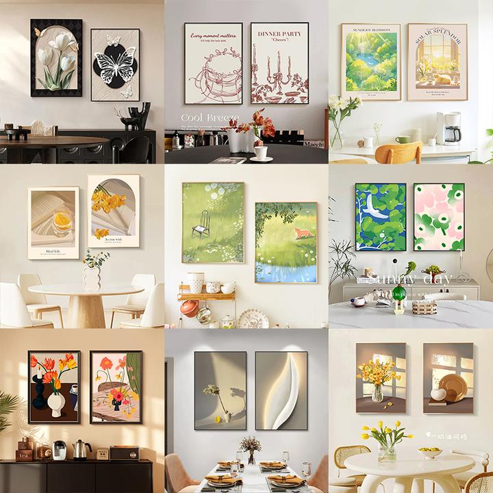 【餐厅画拍一得二】【宠粉】简约百搭两联壁画卧室床头奶油风装饰画