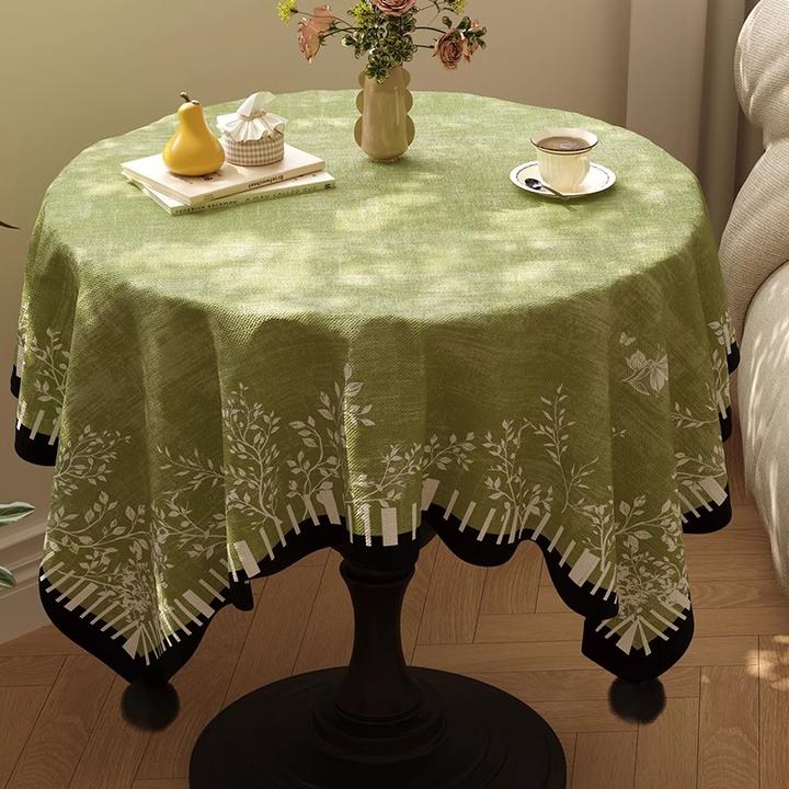 中古风圆桌桌布防水防烫免洗高级感圆形餐桌垫美式小圆台装饰盖布