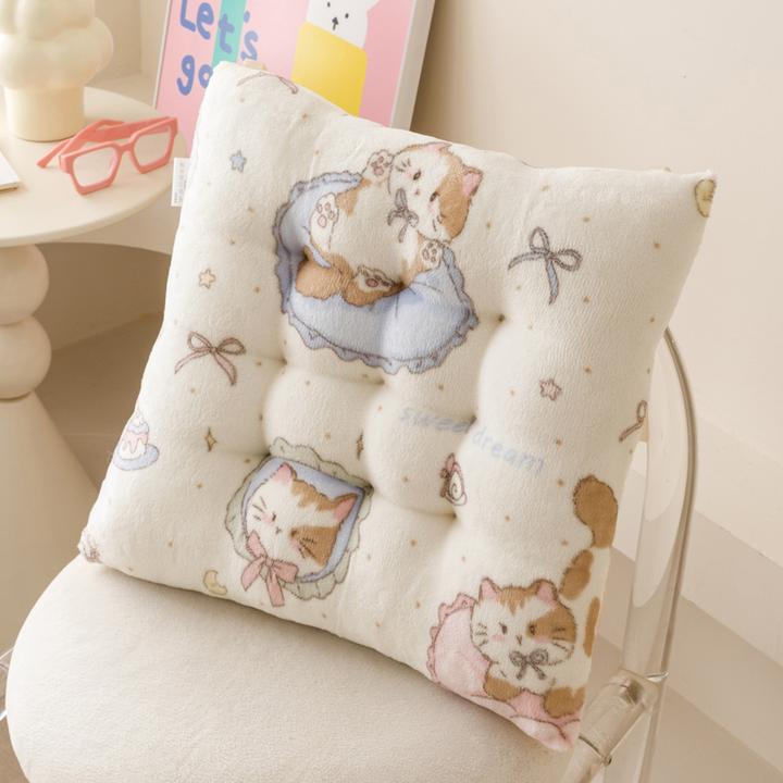 秋冬款花朵毛绒坐垫办公室居家餐椅子垫久坐屁股垫家用凳子垫