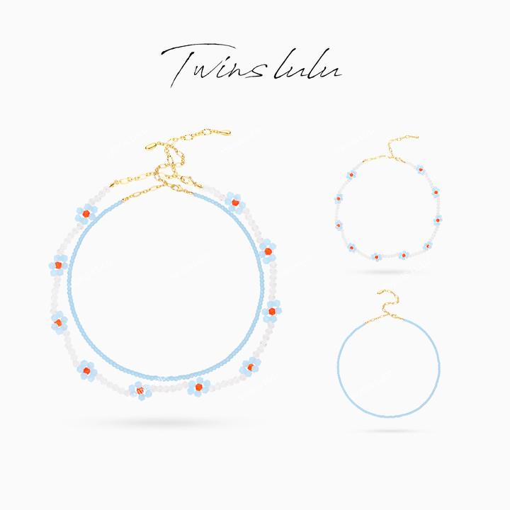TWINS LULU 镀K金 时尚设计感氛围感珠珠花朵项链TSJ7962