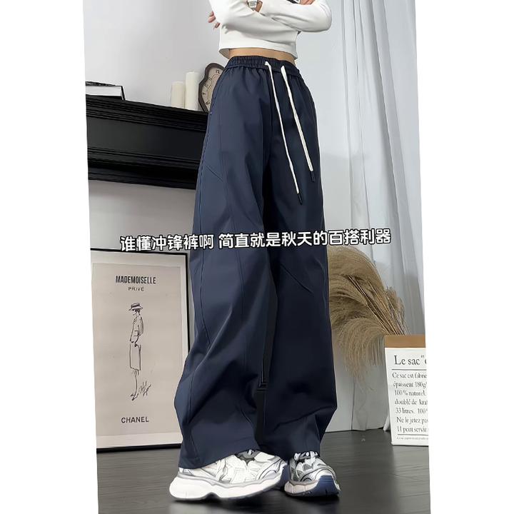 秋冬季拼接休闲冲锋裤潮牌cleanfit美式宽松大码加绒弯刀工装裤子