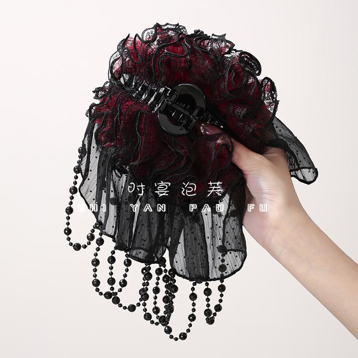 蛋糕裙摆抓夹蕾丝花边流苏波点发饰芭蕾风新款高级感优雅鲨鱼夹女