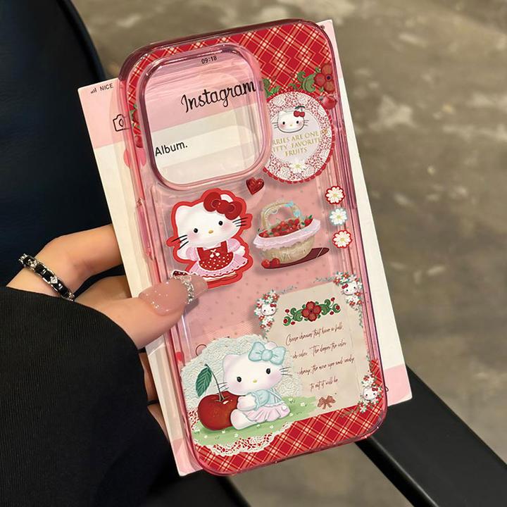 樱桃KT猫适用iphone16/15p/14promax苹果11手机壳13软胶12卡通8