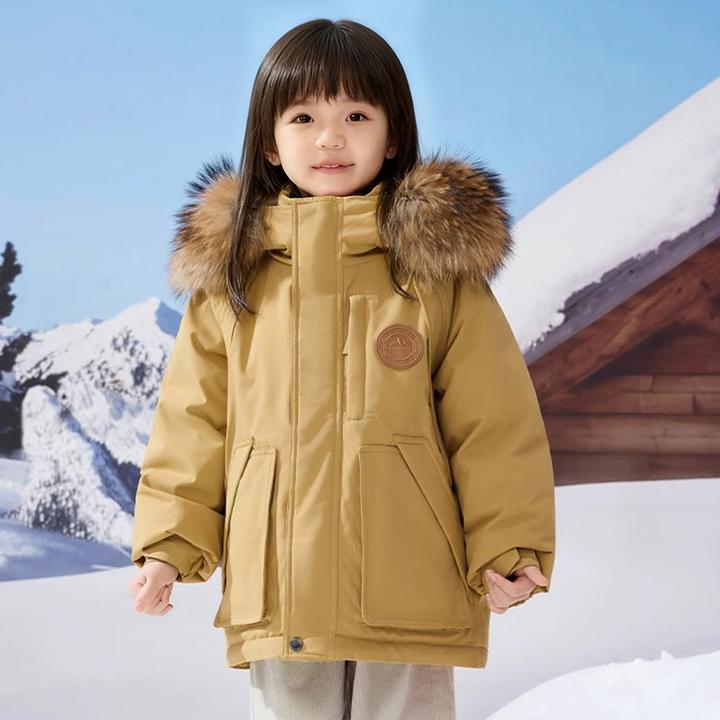 儿童羽绒服2025冬季新款女童毛领连帽中大童加厚男童保暖外套冬装