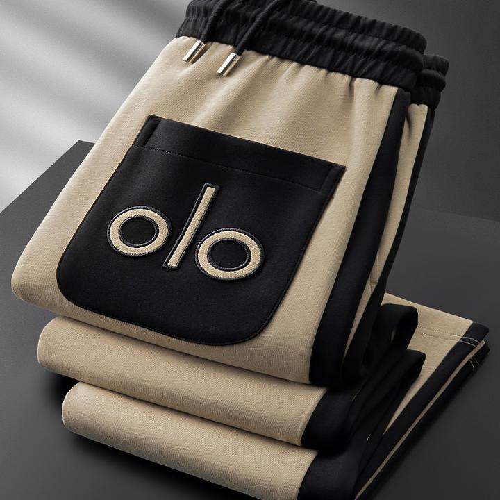 2025秋冬新款男士撞色拼接口袋刺绣运动裤男高端卫裤男直筒休闲裤