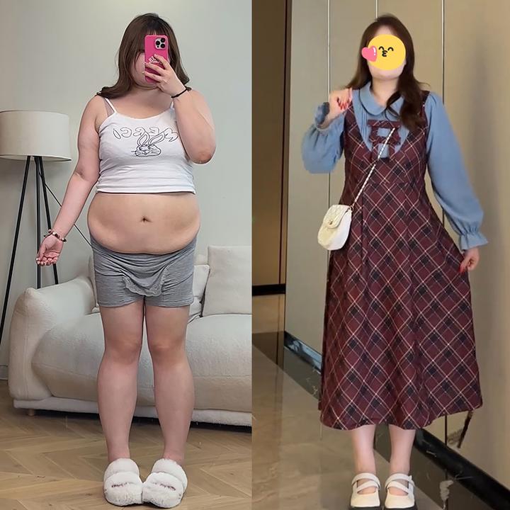 大码学院风假两件连衣裙女秋季新款胖MM梨型身材遮肚显瘦修身裙子
