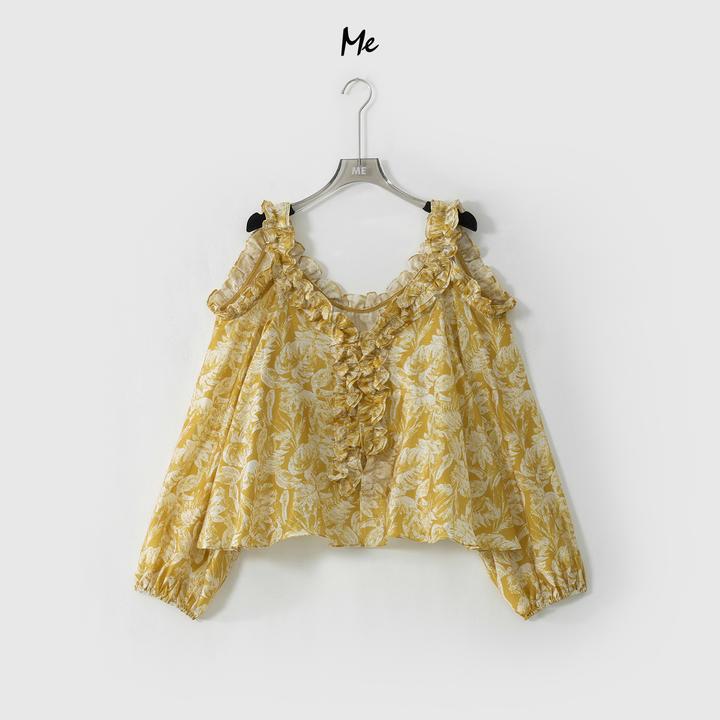 ME【菠萝花娃娃衫】天丝亚麻混纺荷叶边显瘦时尚百搭上衣MESS5982
