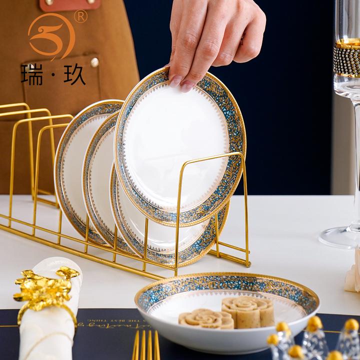 轻奢骨瓷5英寸月光盘西餐吐骨碟点心盘家用金边水果甜品盘蘸料碟