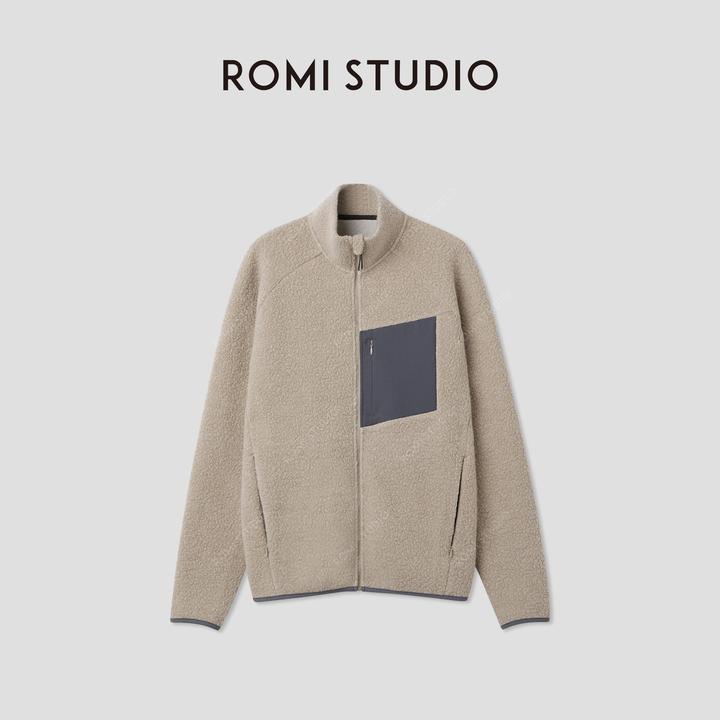 ROMI STUDIO“温暖如初”绵羊毛混纺摇粒绒拼色保暖外套RWCSWD3566