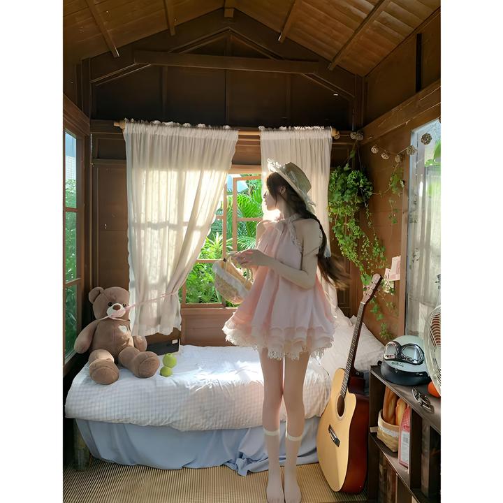 幕间玫瑰 夏季新款公主千金风温婉大方设计纯欲小众连衣裙两件套